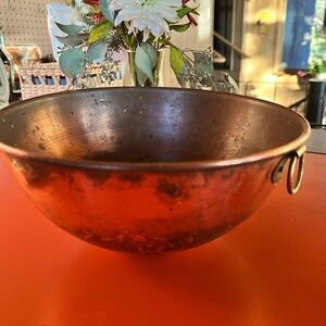 Vintage Copper Bowl with brass thumb ring